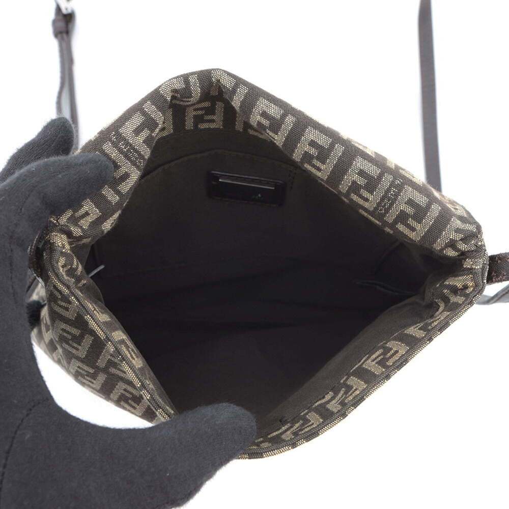 FENDI Brown Leather Zucca Shoulder Bag - Picture 6 of 16